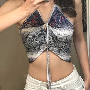 ACID SPILL ANIMAL PRINT HALTER      💗💜🤍